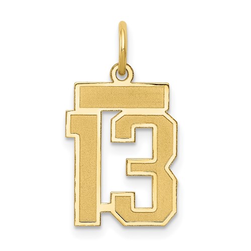 14K Yellow Gold Small Satin Number 13 Charm
