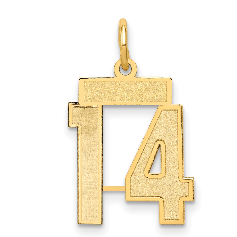 14K Small Satin Number 14 Charm