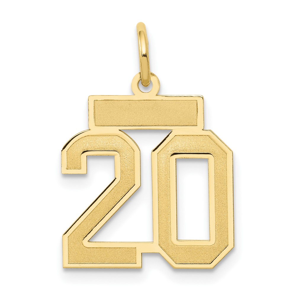 14K Yellow Gold Small Satin Number 20 Charm