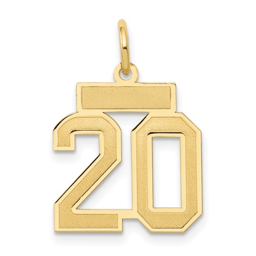 14K Yellow Gold Small Satin Number 20 Charm