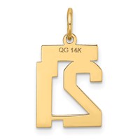 14K Yellow Gold Small Satin Number 21 Charm view 3