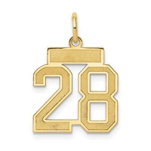 14K Yellow Gold Small Satin Number 28 Charm