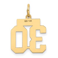 14K Yellow Gold Small Satin Number 30 Charm view 3