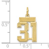 14K Yellow Gold Small Satin Number 31 Charm view 3