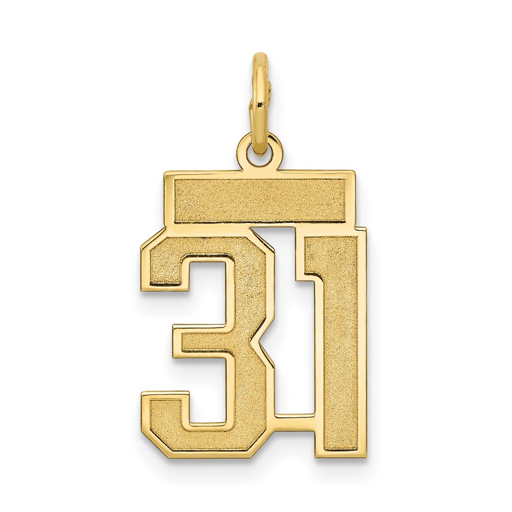14K Yellow Gold Small Satin Number 31 Charm
