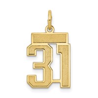14K Yellow Gold Small Satin Number 31 Charm view 1