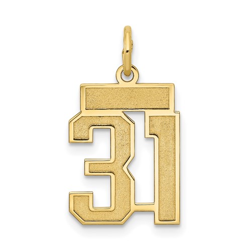 14K Yellow Gold Small Satin Number 31 Charm