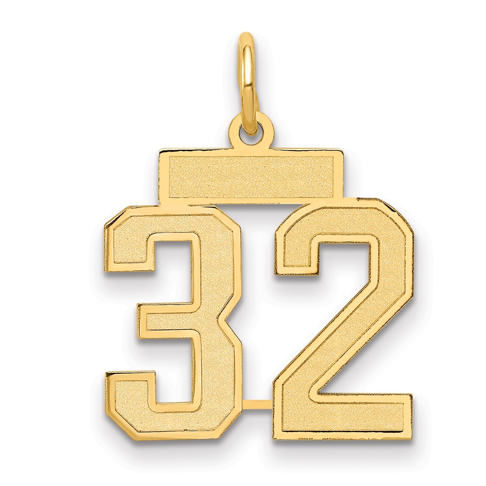 14K Yellow Gold Small Satin Number 32 Charm