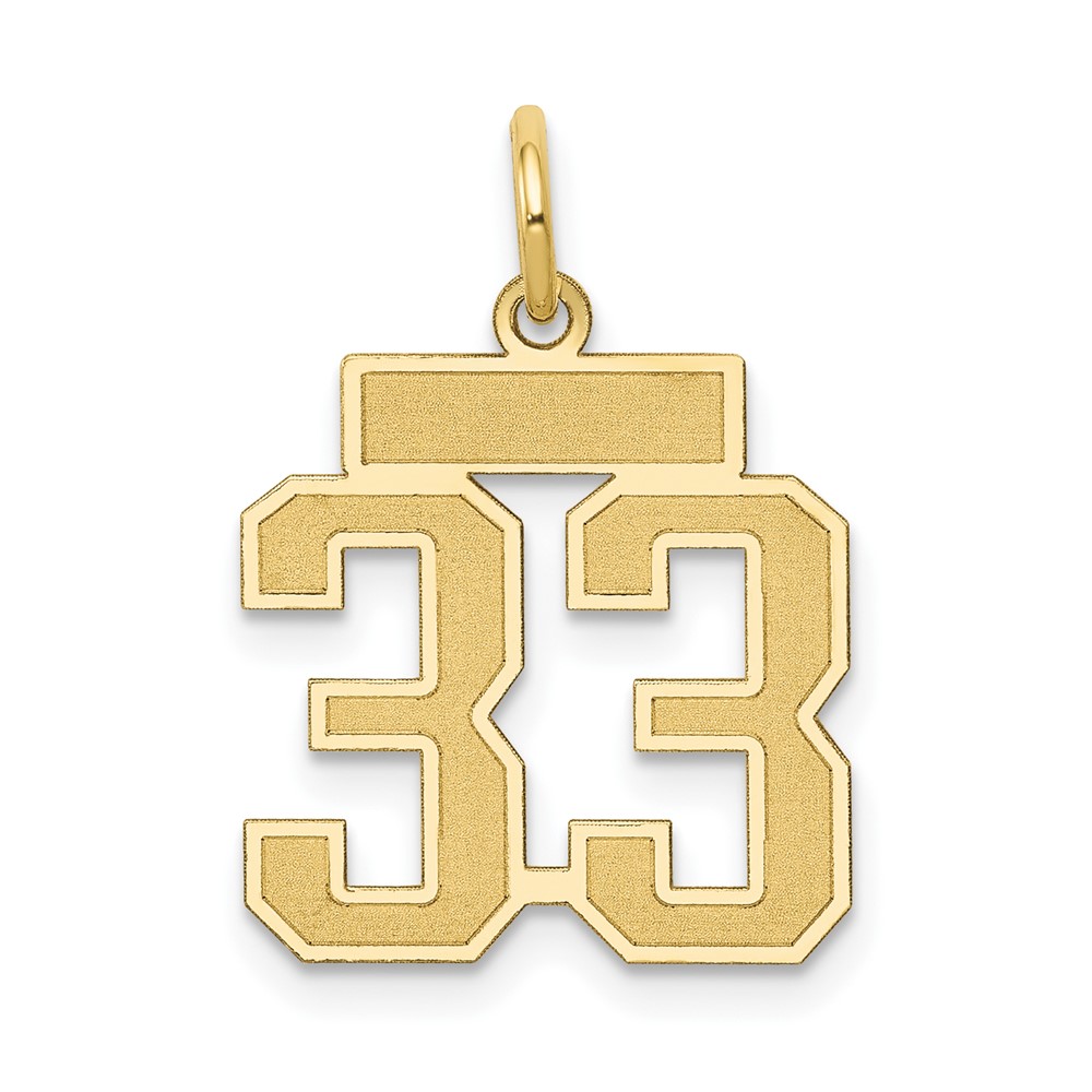 14K Yellow Gold Small Satin Number 33 Charm