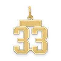 14K Yellow Gold Small Satin Number 33 Charm view 1