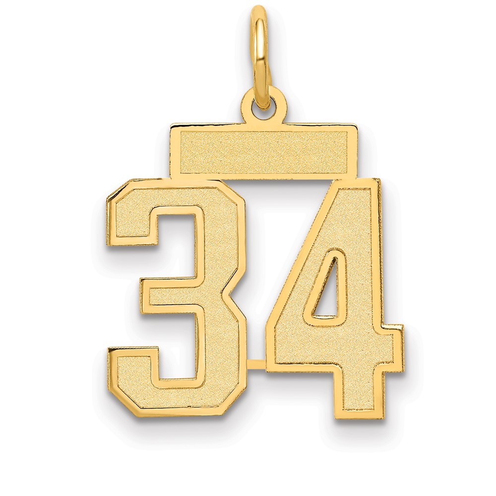 14K Yellow Gold Small Satin Number 34 Charm