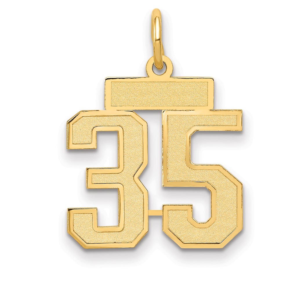 14K Yellow Gold Small Satin Number 35 Charm