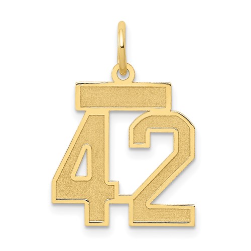 14K Yellow Gold Small Satin Number 42 Charm