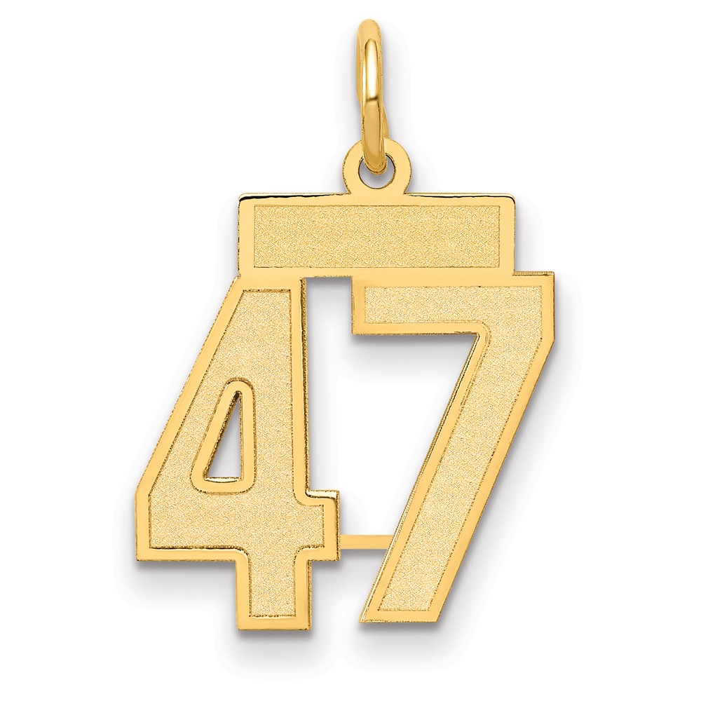 14K Yellow Gold Small Satin Number 47 Charm