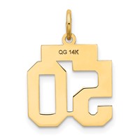 14K Yellow Gold Small Satin Number 50 Charm view 3