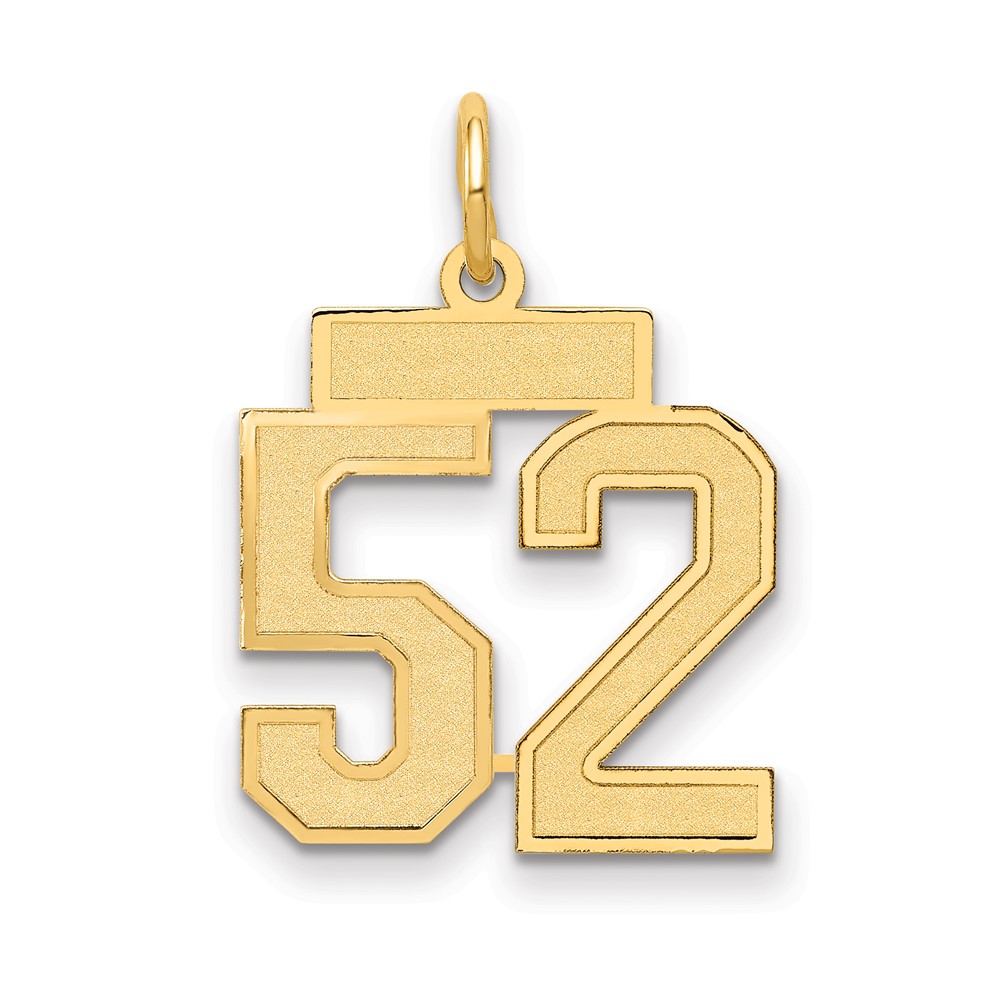 14K Yellow Gold Small Satin Number 52 Charm