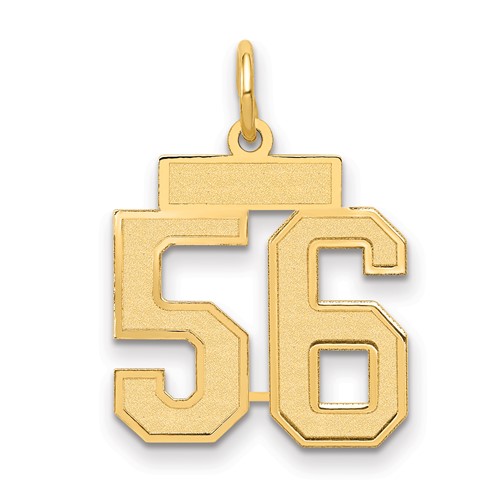 14K Yellow Gold Small Satin Number 56 Charm