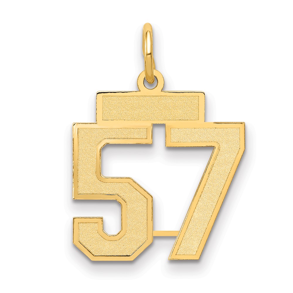 14K Small Satin Number 57 Charm