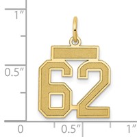 14K Yellow Gold Small Satin Number 62 Charm view 4