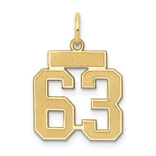 14K Yellow Gold Small Satin Number 63 Charm