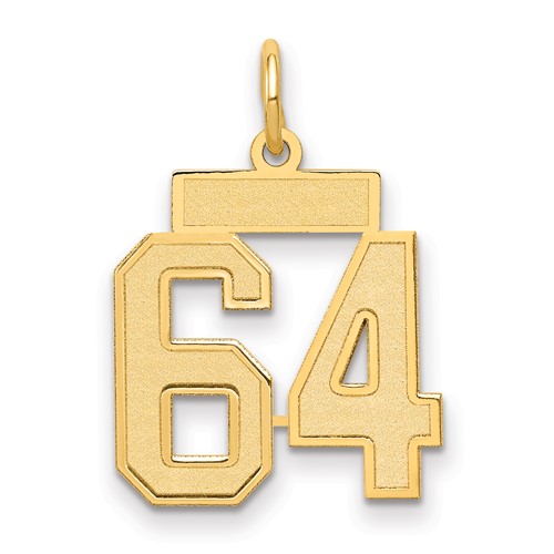 14K Yellow Gold Small Satin Number 64 Charm
