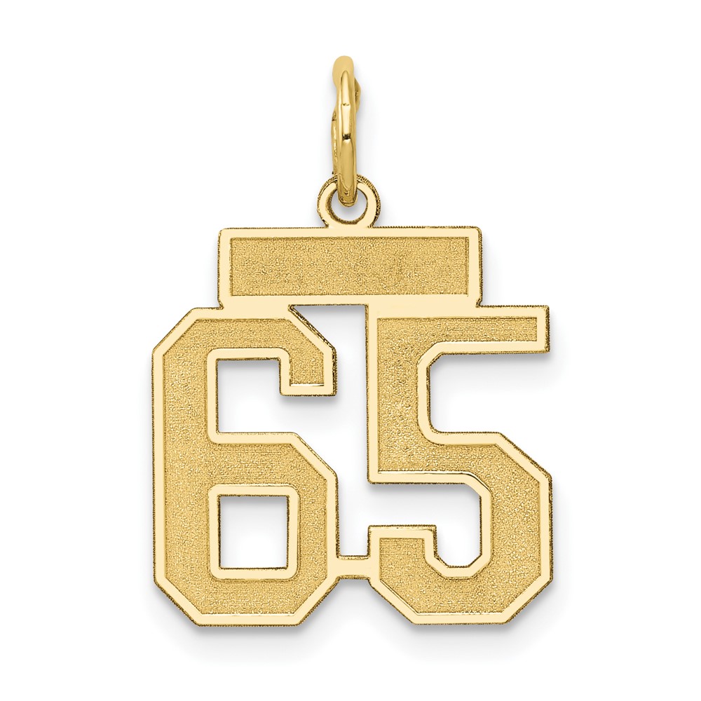 14K Yellow Gold Small Satin Number 65 Charm