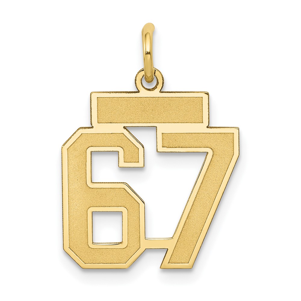 14K Small Satin Number 67 Charm