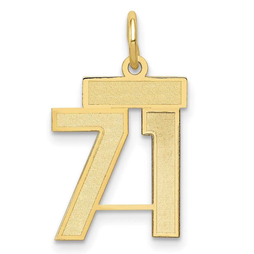 14K Yellow Gold Small Satin Number 71 Charm