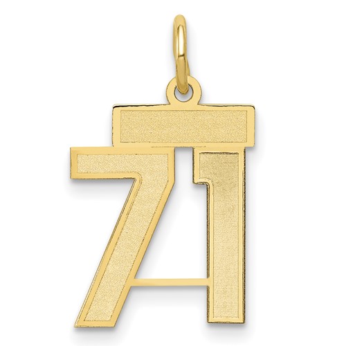 14K Yellow Gold Small Satin Number 71 Charm