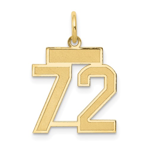 14K Yellow Gold Small Satin Number 72 Charm