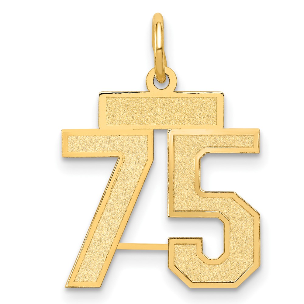 14K Small Satin Number 75 Charm