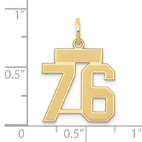 14K Yellow Gold Small Satin Number 76 Charm view 3