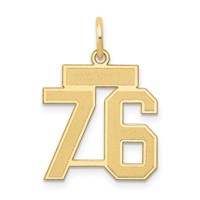 14K Yellow Gold Small Satin Number 76 Charm view 1