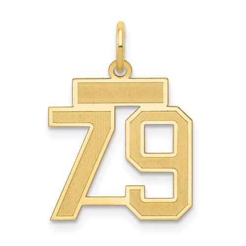 14K Yellow Gold Small Satin Number 79 Charm