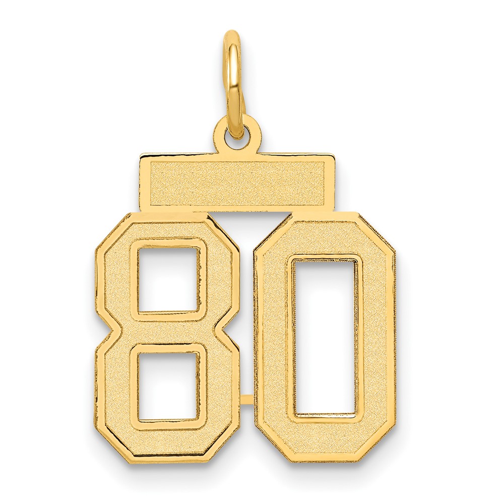 14K Yellow Gold Small Satin Number 80 Charm