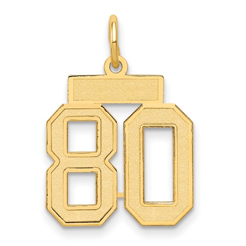 14K Yellow Gold Small Satin Number 80 Charm