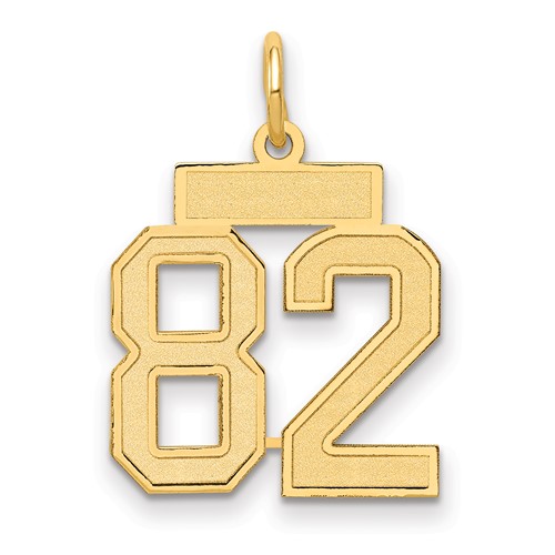 14K Yellow Gold Small Satin Number 82 Charm