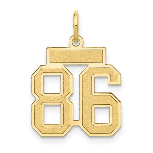 14K Yellow Gold Small Satin Number 86 Charm