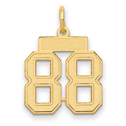 14K Yellow Gold Small Satin Number 88 Charm