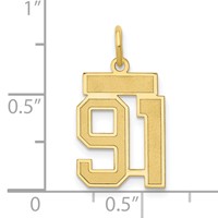 14K Yellow Gold Small Satin Number 91 Charm view 4
