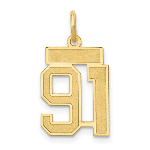 14K Yellow Gold Small Satin Number 91 Charm