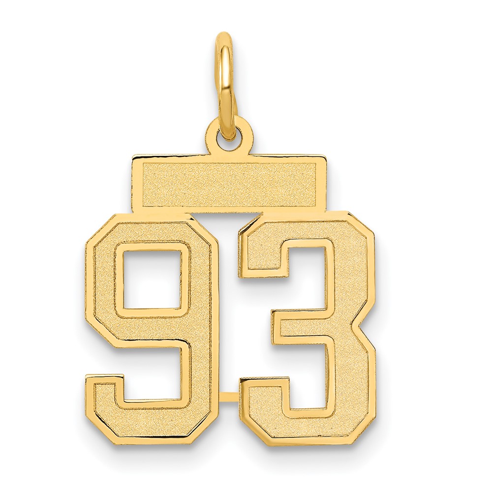 14K Yellow Gold Small Satin Number 93 Charm