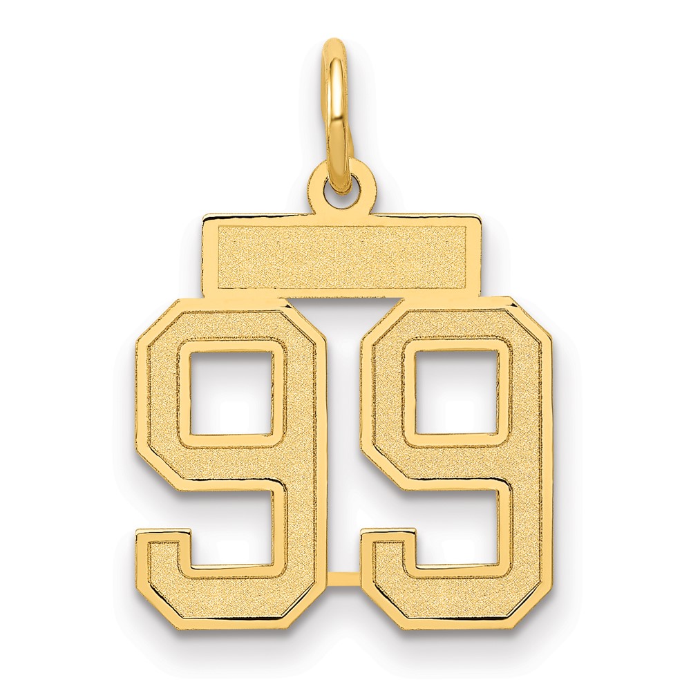 14K Yellow Gold Small Satin Number 99 Charm