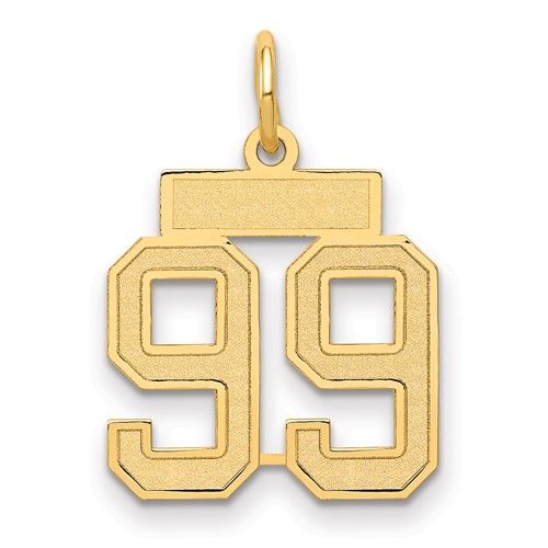 14K Yellow Gold Small Satin Number 99 Charm