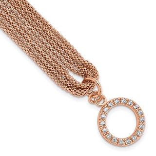 Sterling Silver Rose-tone Multi-strand CZ Toggle Bracelet