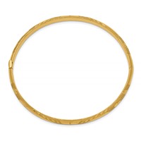 14K Yellow Gold 0.19 Oversized Laser-Cut 5.00mm Hinged Oval Bangle Bracelet view 2