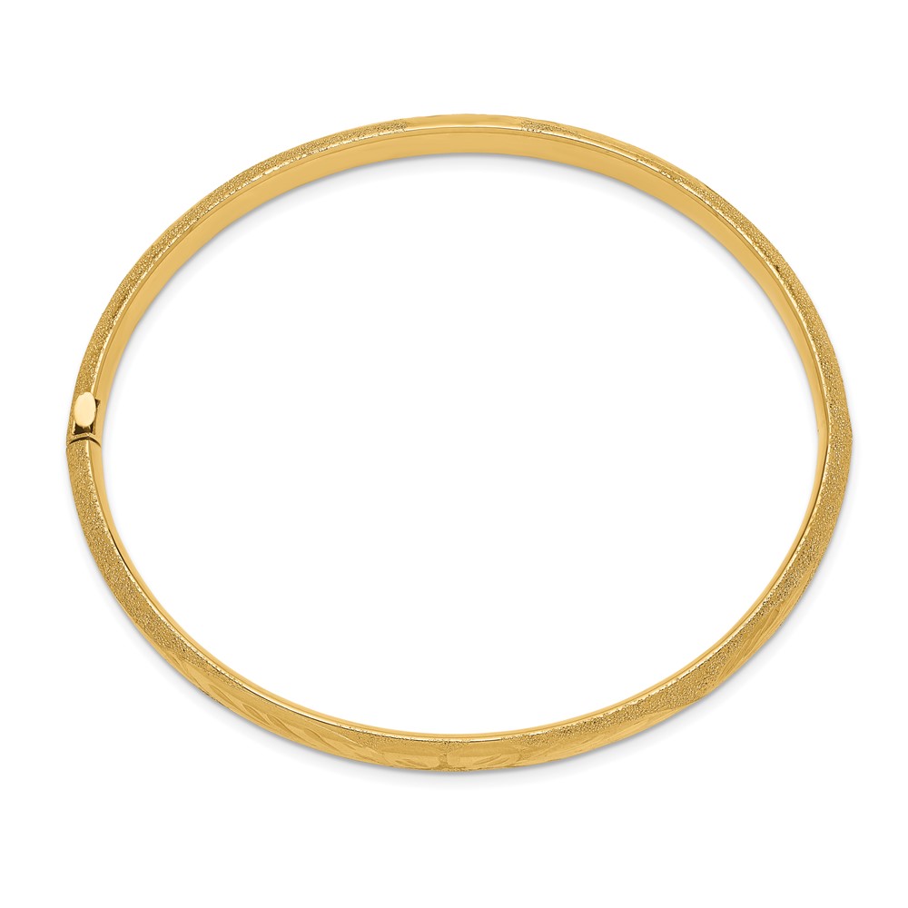 14k 4/16 Laser-Cut 6.00mm Hinged Oval Bangle Bracelet (LZ4/16)