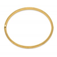 14K Yellow Gold 0.25 Laser-Cut 6.00mm Hinged Oval Bangle Bracelet view 2
