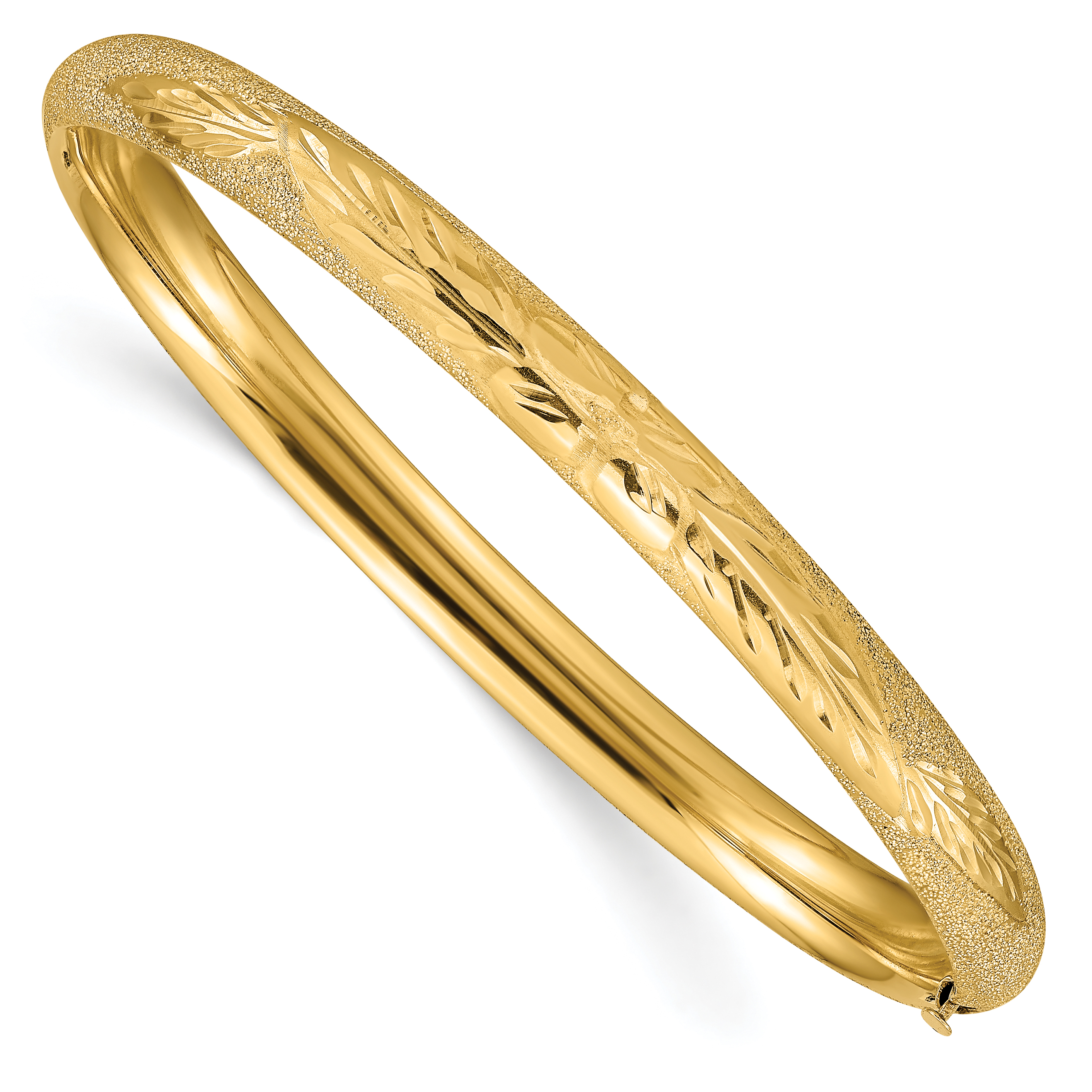 14k 4/16 Laser-Cut 6.00mm Hinged Oval Bangle Bracelet (LZ4/16)