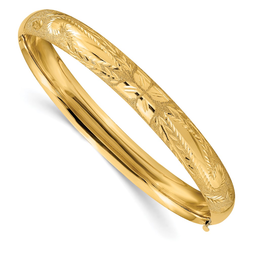 14k 5/16 Laser-Cut 8.00mm Hinged Oval Bangle Bracelet (LZ5/16)